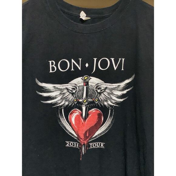 BON JOVI 2018 Tour Black Large T-shirt Double Sided House Gildan Softstyle - Picture 2 of 6